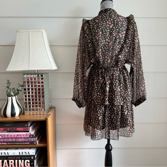 Motivi Floral Print Long Sleeve Mini Dress made in Italy Boho Dress size 8 - Picture 4 of 9